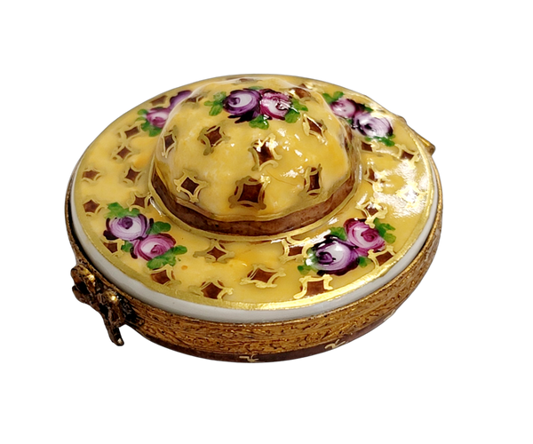 Yellow Roses Hat Limoges Box Porcelain Limoges shoe figurine LIMOGES BOXES French Trinket Box