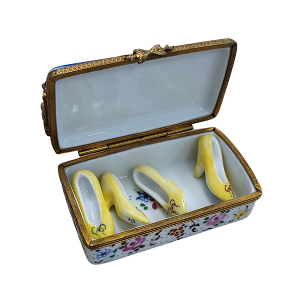 Yellow Shoe Flowers Limoges Box Porcelain Limoges Shoes fashion figurine LIMOGES BOXES French Trinket Box