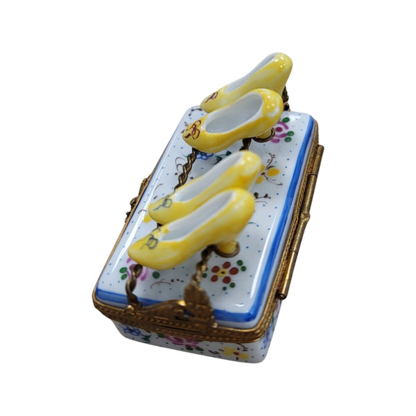 Yellow Shoe Flowers Limoges Box Porcelain Limoges Shoes fashion figurine LIMOGES BOXES French Trinket Box