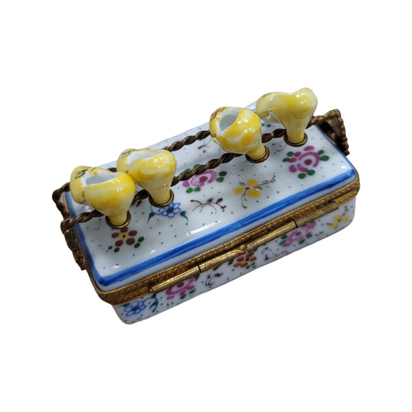 Yellow Shoe Flowers Limoges Box Porcelain Limoges Shoes fashion figurine LIMOGES BOXES French Trinket Box