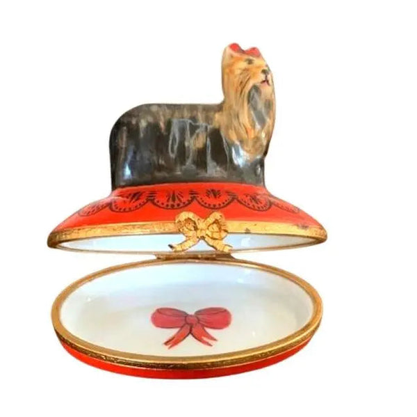Yorkshire Dog Terrier Yorkie Artoria Porcelain Limoges dog dogs French Trinket Box