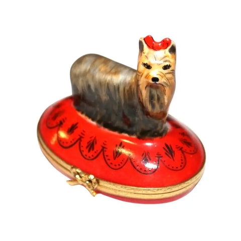 Yorkshire Dog Terrier Yorkie Artoria Porcelain Limoges dog dogs French Trinket Box