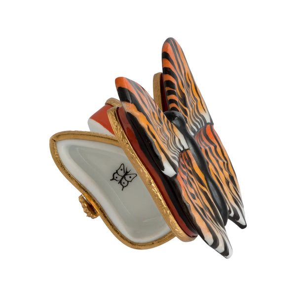 Zebra Butterfly Porcelain Limoges Butterfly French Trinket Box