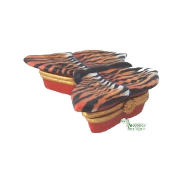 Zebra Butterfly Porcelain Limoges Butterfly French Trinket Box