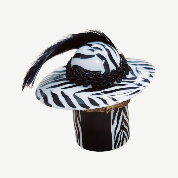Zebra Hat Porcelain Treasure Porcelain Limoges shoe figurine LIMOGES BOXES French Trinket Box