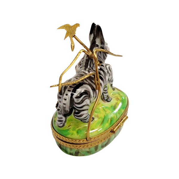 Zebra and Baby Jungle Treasure Porcelain Limoges wild animals French Trinket Box