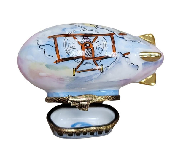 Zeppelin Balloon Porcelain Treasure Porcelain Limoges vehicle travel French Trinket Box