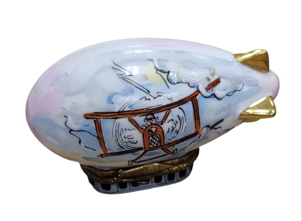 Zeppelin Balloon Porcelain Treasure Porcelain Limoges vehicle travel French Trinket Box