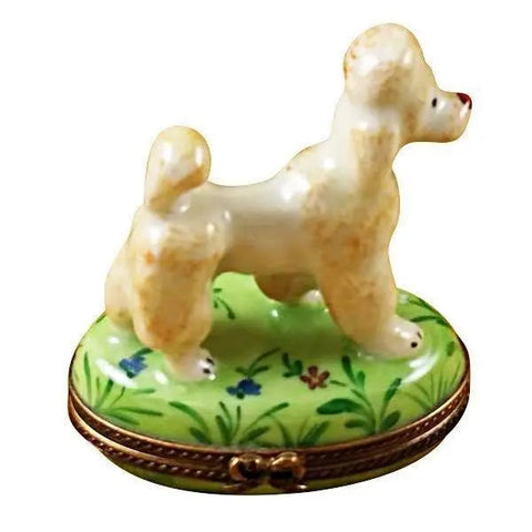 Apricot Poodle Dog Porcelain Limoges dog French Trinket Box