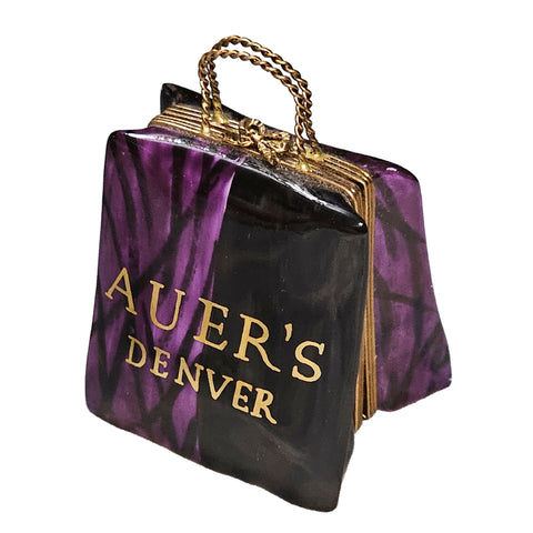 Auer's Denver Shopping Delight Porcelain Limoges bag purse French Trinket Box