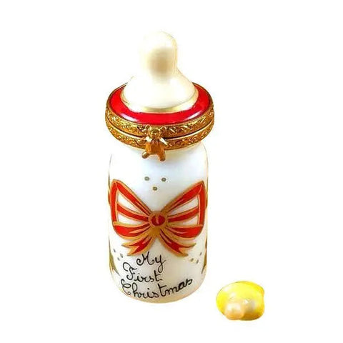 Baby Bottle - My First Christmas Porcelain Limoges xmas theme baby French Trinket Box