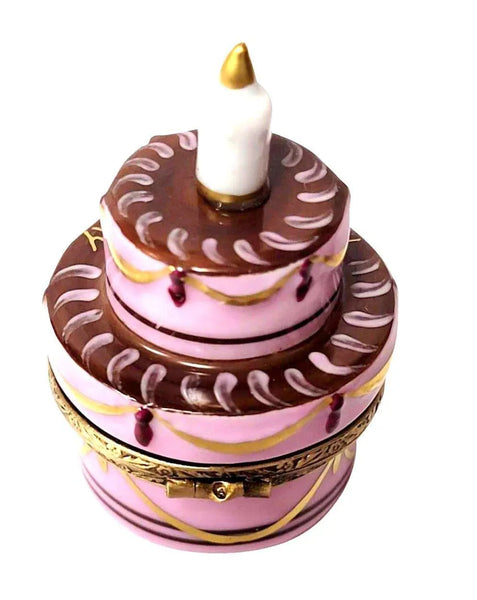 Birthday Cake with Candle Porcelain Limoges birthday French Trinket Box