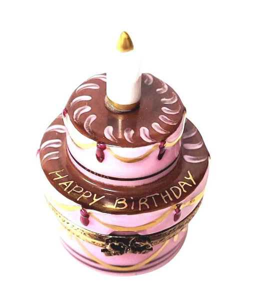 Birthday Cake with Candle Porcelain Limoges birthday French Trinket Box