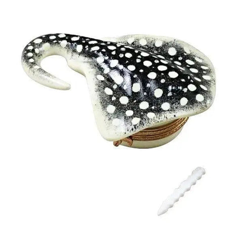 Black Stingray with Removable Barb Porcelain Limoges Ocean beach fish French Trinket Box