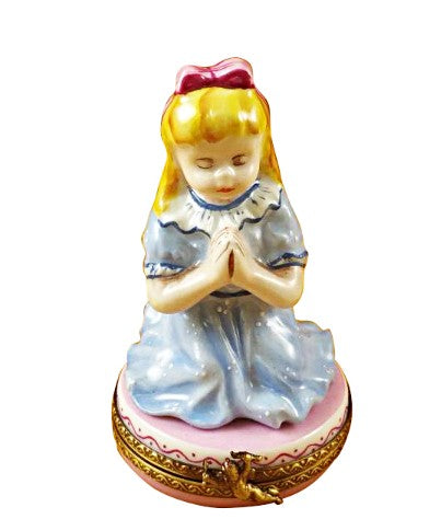 Rochard Praying Girl Limoges Box with Golden Hair