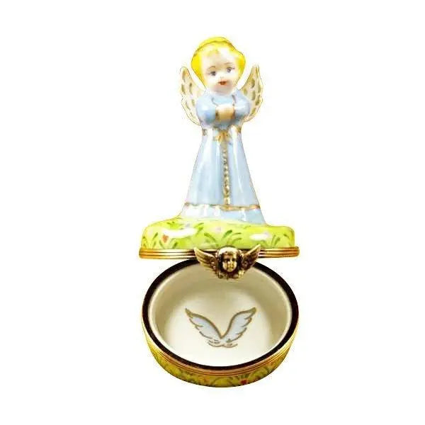 Blue Angel Porcelain Limoges Angel French Trinket Box