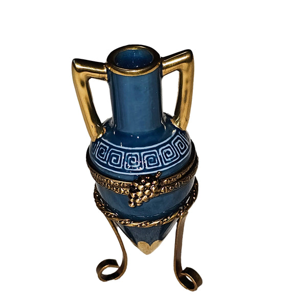 Blue Elegance Urn Box Porcelain Limoges furniture traditional French Trinket Box