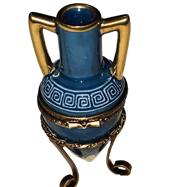 Blue Elegance Urn Box Porcelain Limoges furniture traditional French Trinket Box