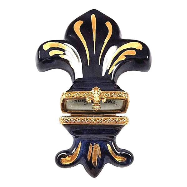 Blue Fleur De Lys Porcelain Limoges france paris French Trinket Box