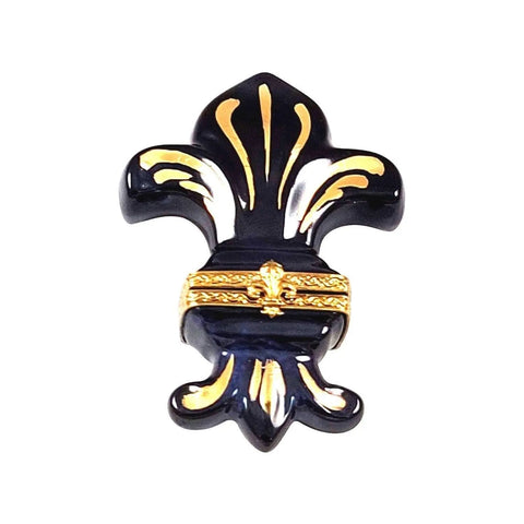 Blue Fleur De Lys Porcelain Limoges france paris French Trinket Box