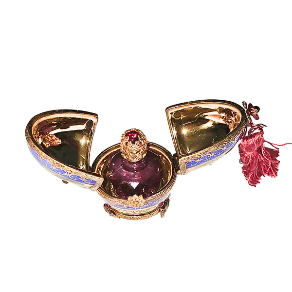 Blue Green Egg Perfume Box Porcelain Limoges Egg perfume French Trinket Box