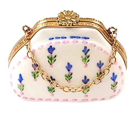 Bluebonnet Purse Porcelain Limoges purse trinket box French Trinket Box