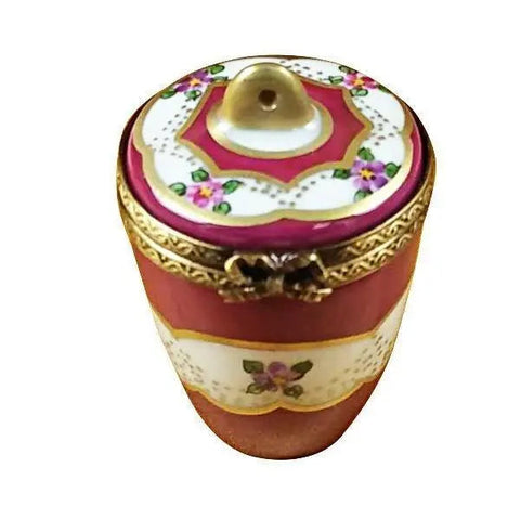 Burgundy Urn with Gold Handle Porcelain Limoges traditional French Trinket Box