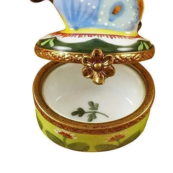 Butterfly Blue-Gold Porcelain Limoges Butterfly French Trinket Box