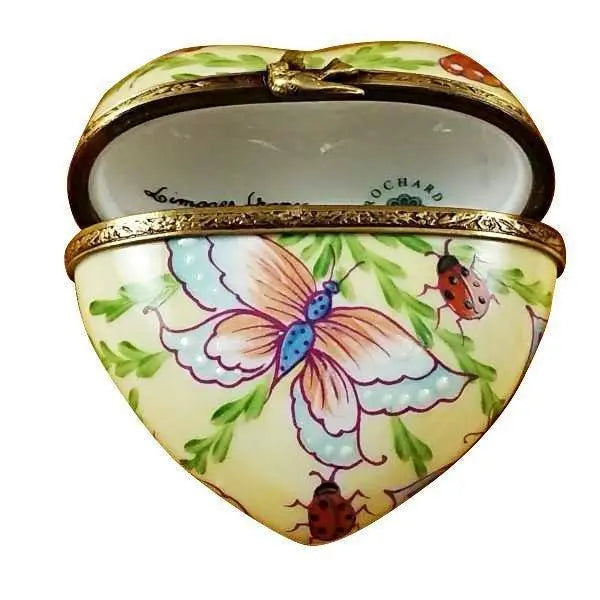 Butterfly Heart Porcelain Limoges Butterfly Heart French Trinket Box