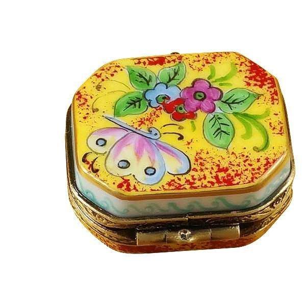 Butterfly Octagon Porcelain Limoges Butterfly French Trinket Box