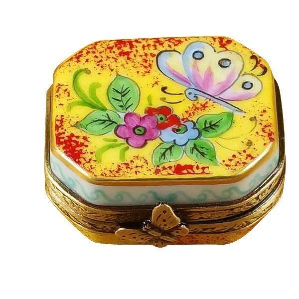 Butterfly Octagon Porcelain Limoges Butterfly French Trinket Box