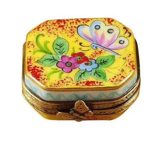 Butterfly Octagon Porcelain Limoges Butterfly French Trinket Box