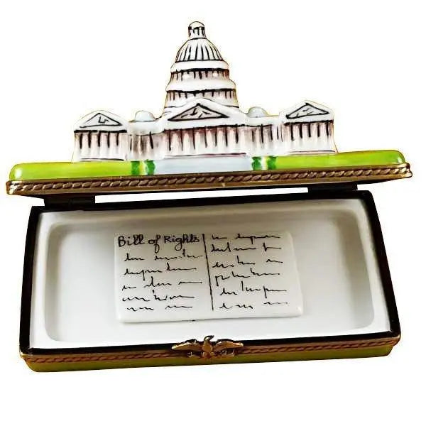 Capitol Dome with Removable Bill of Rights Porcelain Limoges united states monuments Rochard Limoges Box patriotic French Trinket Box