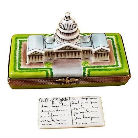 Capitol Dome with Removable Bill of Rights Porcelain Limoges united states monuments Rochard Limoges Box patriotic French Trinket Box