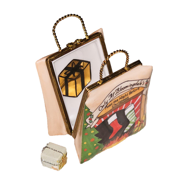 Christmas Fireplace Shopping Bag Limoges Box with Stockings, view 2