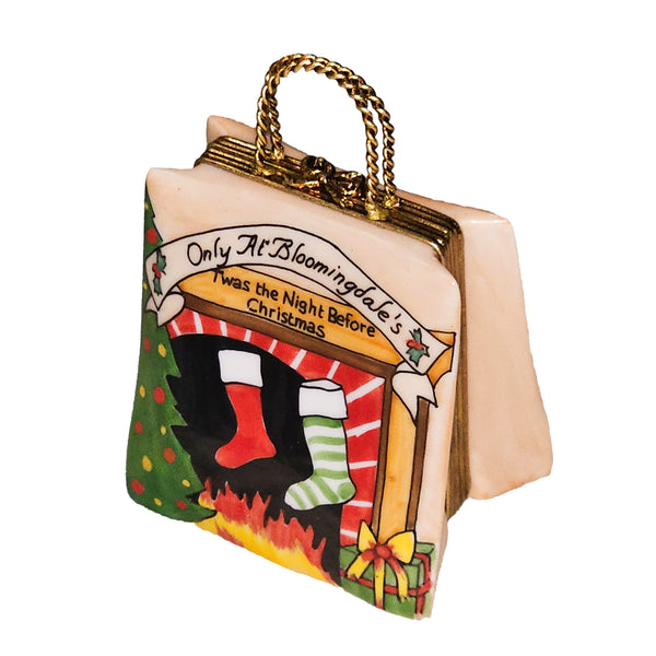 Christmas Fireplace Shopping Bag Limoges Box with Stockings, view 3