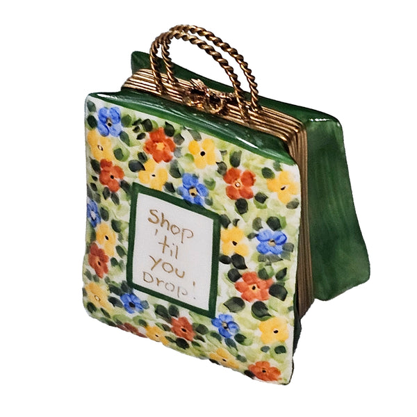 Charming Floral Shopping Bag Porcelain Limoges bag purse French Trinket Box