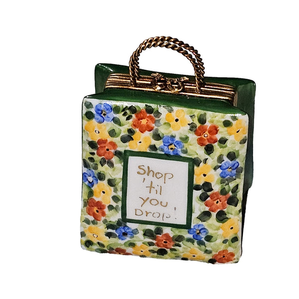 Charming Floral Shopping Bag Porcelain Limoges bag purse French Trinket Box