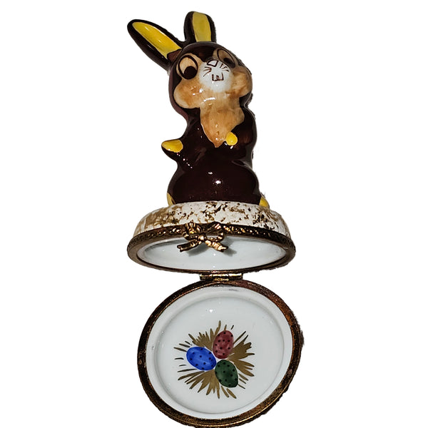 Chocolate Easter Rabbit Treasure Box Porcelain Limoges Easter Rabbit French Trinket Box