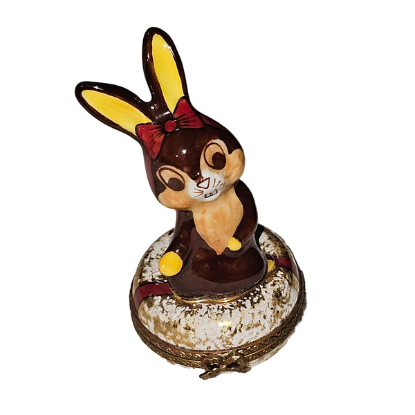 Chocolate Easter Rabbit Treasure Box Porcelain Limoges Easter Rabbit French Trinket Box