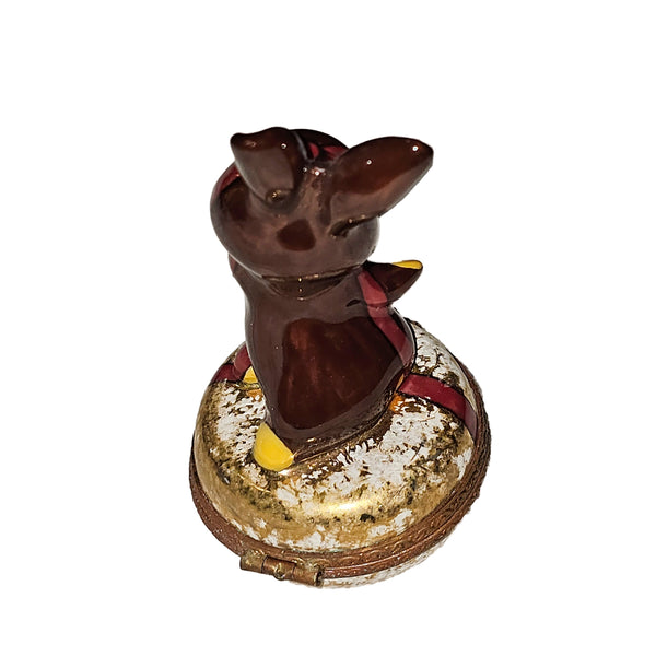 Chocolate Easter Rabbit Treasure Box Porcelain Limoges Easter Rabbit French Trinket Box