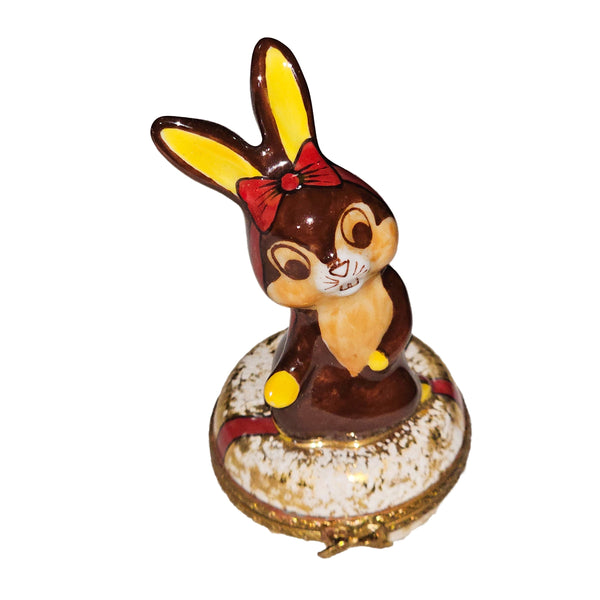 Chocolate Easter Rabbit Treasure Box Porcelain Limoges Easter Rabbit French Trinket Box