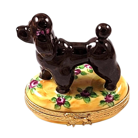 Chocolate Poodle Porcelain Limoges Dog French Trinket Box