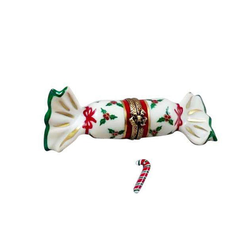 Christmas Candy W Cane Porcelain Limoges xmas Dessert French Trinket Box