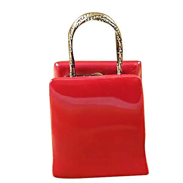 Christmas Shopping Bag Porcelain Limoges xmas theme bag purse French Trinket Box