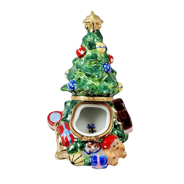 Christmas Tree with Teddy Presents Porcelain Limoges Christmas Tree French Trinket Box