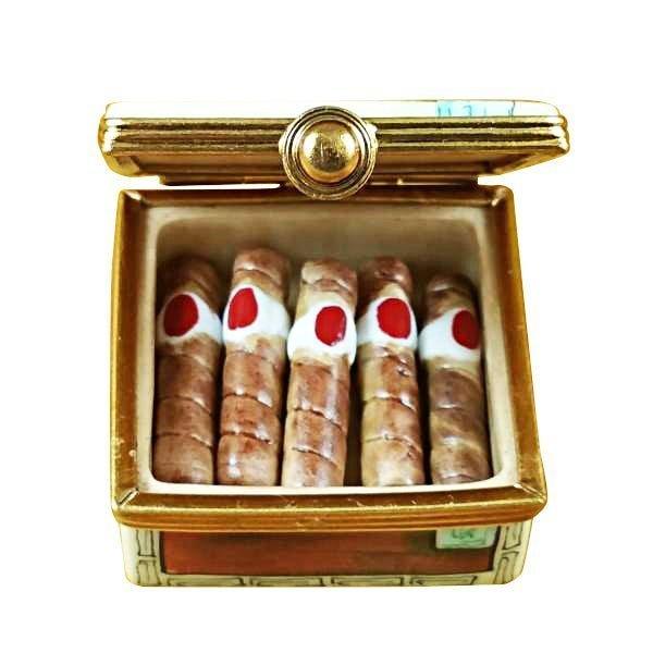 Cigar with Removable Cigars Porcelain Limoges wine spirits French Trinket Box