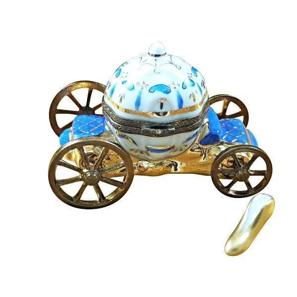 Cinderella Carriage with Shoe Porcelain Limoges Fairy French Trinket Box