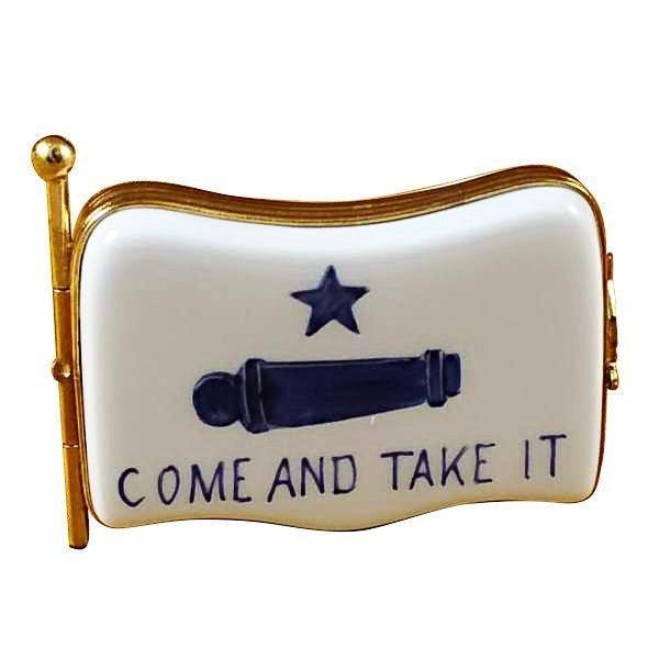 Come and Take It Flag Porcelain Limoges united states texas patriotic French Trinket Box