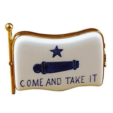 Come and Take It Flag Porcelain Limoges united states texas patriotic French Trinket Box